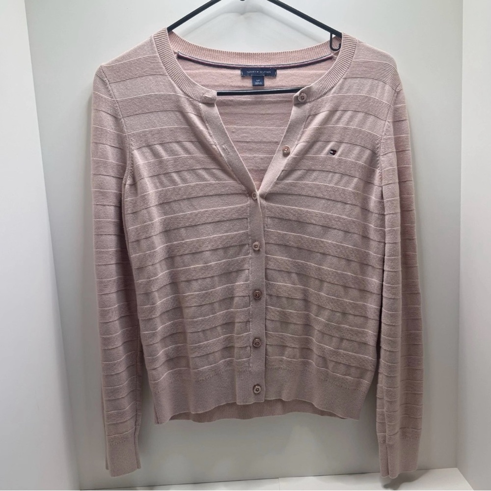 Tommy Hilfiger Women’s Blush Pastel Pink Cardigan Sweater S Cotton Soft Girl